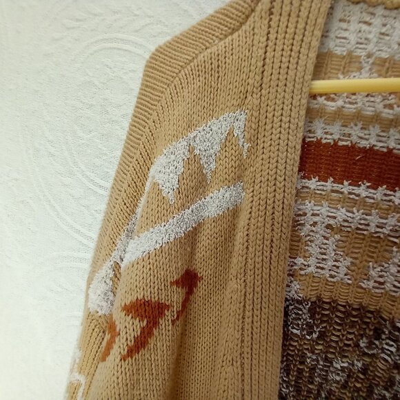Loveriche Knit Sweater Cardigan W/Aztec Southwestern Designs Shades Of Brown M - Picture 6 of 11